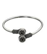 German silver oxidized floral motif black kada bracelet