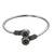 German silver oxidized floral motif black kada bracelet