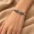 German silver oxidized floral motif clear kada bracelet