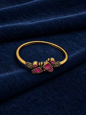Gold plated geometric wine adjustable kada bracelet 1