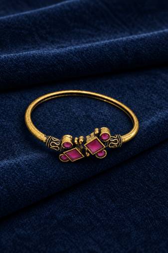 Gold plated geometric wine adjustable kada bracelet