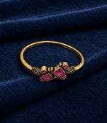 Gold plated geometric wine adjustable kada bracelet