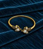 Gold plated geometric white adjustable kada bracelet