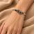 German silver oxidized floral motif black kada bracelet