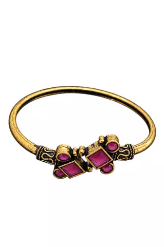 Gold plated geometric wine adjustable kada bracelet