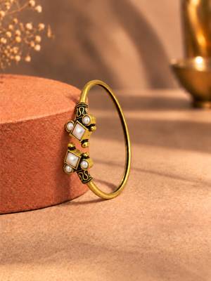 Gold plated geometric white adjustable kada bracelet 2