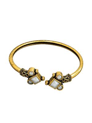 Gold plated geometric white adjustable kada bracelet 3