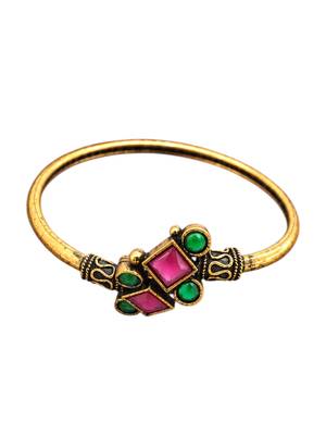 Gold plated geometric red green adjustable kada bracelet 3