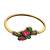 Gold plated geometric red green adjustable kada bracelet