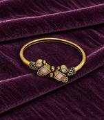 Gold plated geometric pink adjustable kada bracelet