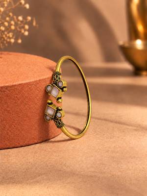 Gold plated geometric pink adjustable kada bracelet 2