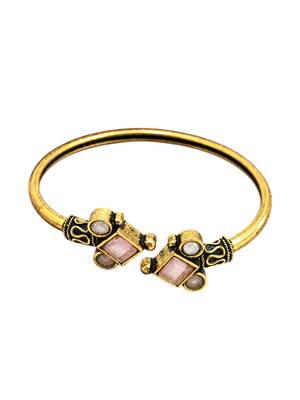 Gold plated geometric pink adjustable kada bracelet 3