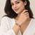 Gold plated geometric pink adjustable kada bracelet