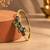 Gold plated geometric pink green adjustable kada bracelet