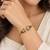 Gold plated geometric pink adjustable kada bracelet
