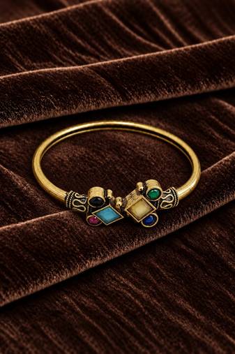 Gold plated geometric multi adjustable kada bracelet