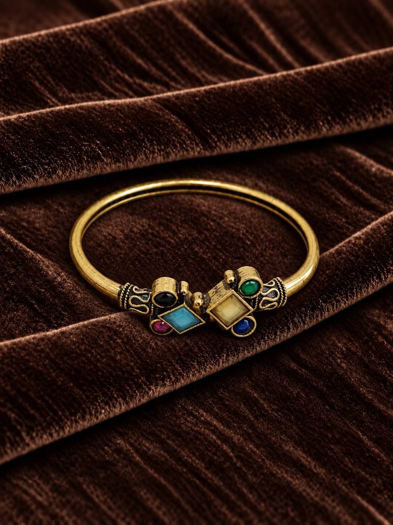 Gold plated geometric multi adjustable kada bracelet