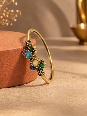 Gold plated geometric multi adjustable kada bracelet 2