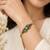 Gold plated geometric pink green adjustable kada bracelet