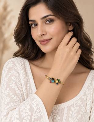 Gold plated geometric multi adjustable kada bracelet 4