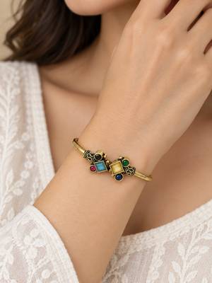 Gold plated geometric multi adjustable kada bracelet 5