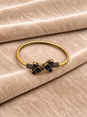 Gold plated geometric black adjustable kada bracelet 1