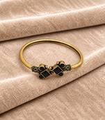 Gold plated geometric black adjustable kada bracelet