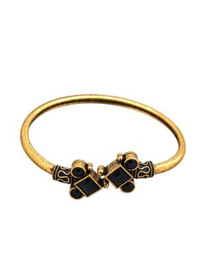 Gold plated geometric black adjustable kada bracelet 3