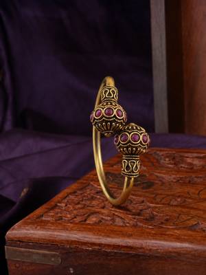 Gold plated wine adjustable kada bracelet 2