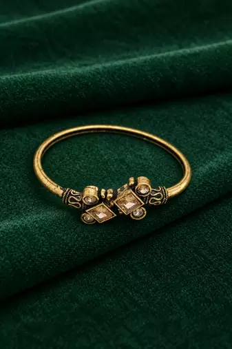 Gold plated geometric clear adjustable kada bracelet