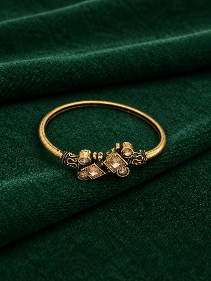 Gold plated geometric clear adjustable kada bracelet