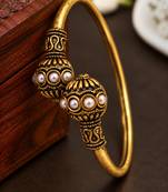 Gold plated white adjustable kada bracelet