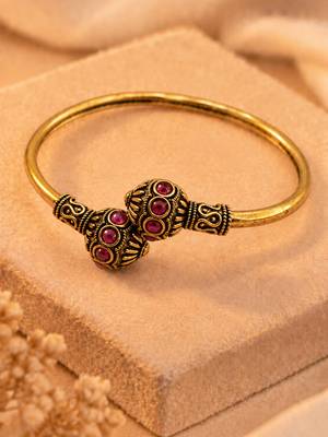 Gold plated wine adjustable kada bracelet 3