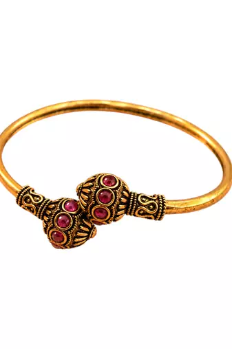 Gold plated wine adjustable kada bracelet
