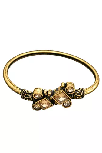 Gold plated geometric clear adjustable kada bracelet