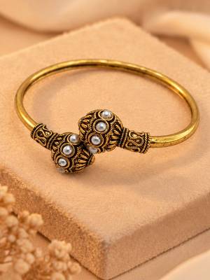 Gold plated white adjustable kada bracelet 3