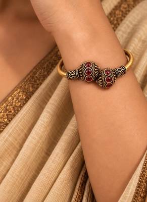 Gold plated wine adjustable kada bracelet 5