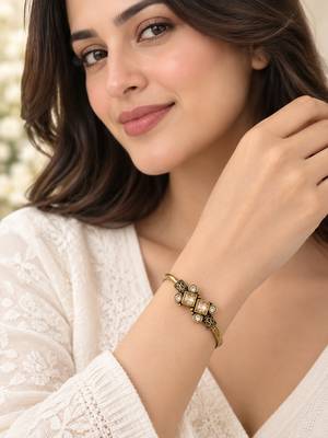 Gold plated geometric clear adjustable kada bracelet 4