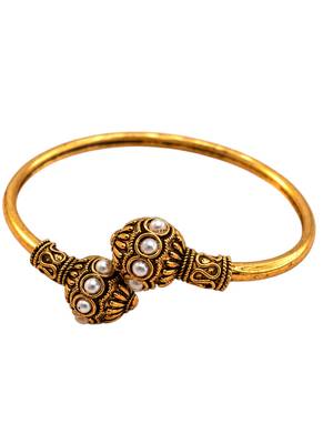 Gold plated white adjustable kada bracelet 4