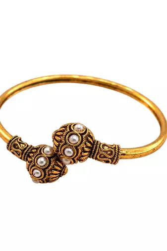 Gold plated white adjustable kada bracelet