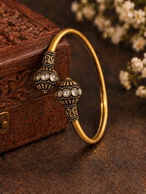 Gold plated pink adjustable kada bracelet 1