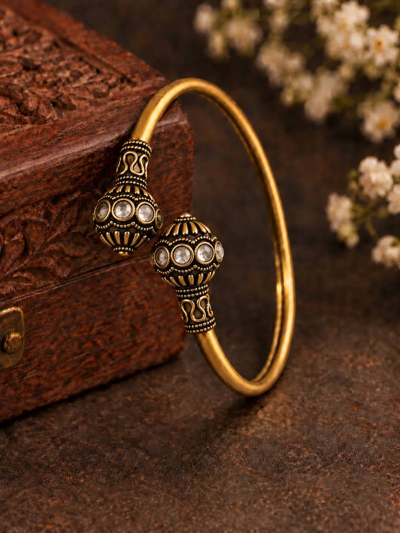 Gold plated pink adjustable kada bracelet