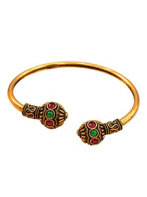 Gold plated red green adjustable kada bracelet 4