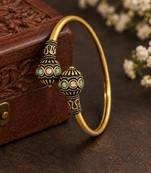 Gold plated pink green adjustable kada bracelet