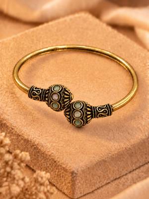 Gold plated pink green adjustable kada bracelet 3