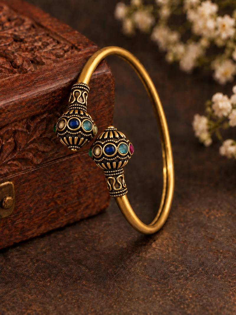 Gold plated multi adjustable kada bracelet