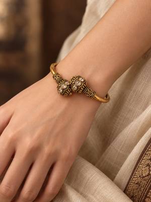 Gold plated pink adjustable kada bracelet 5