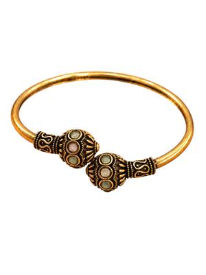Gold plated pink green adjustable kada bracelet 4