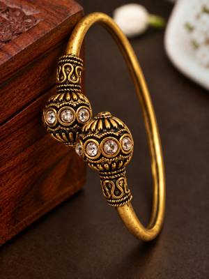 Gold plated clear adjustable kada bracelet 1