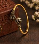 Gold plated black adjustable kada bracelet